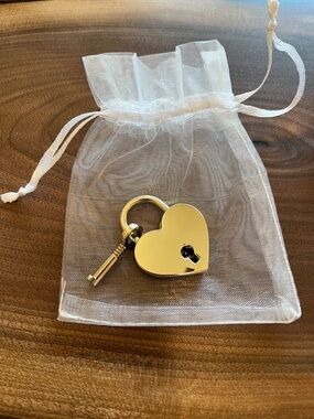 Heart Padlock Charm with Key